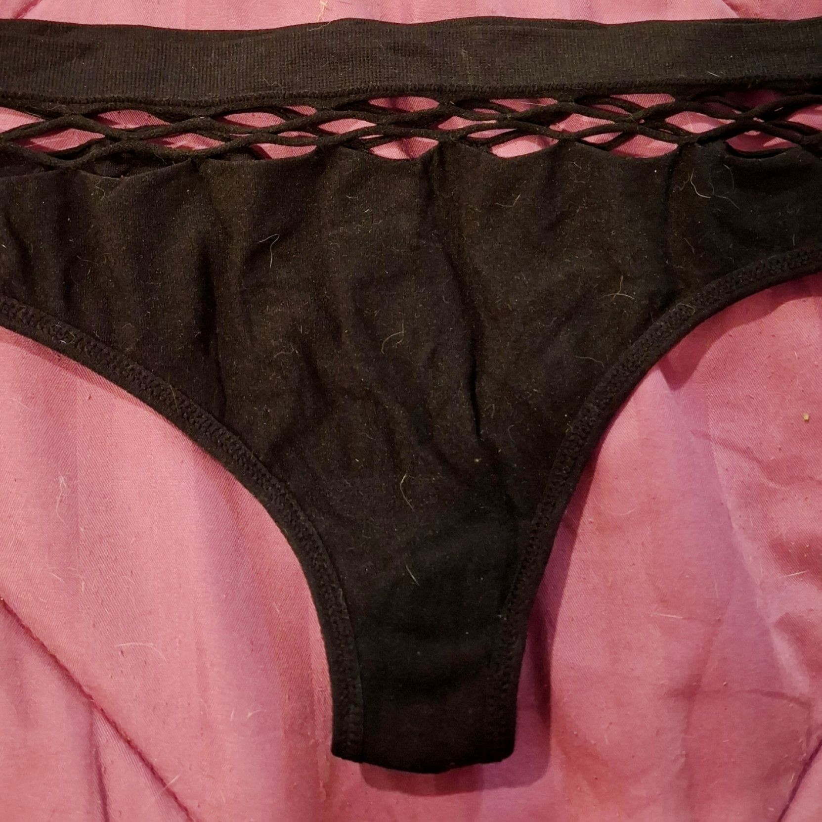 Used Black Thong  Sleek Sexy and Soaked in Scent