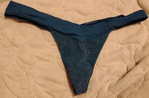 Blue sparkle thong L