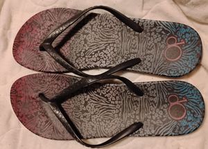 Purple and blue multi print OP flip flops size 11 12