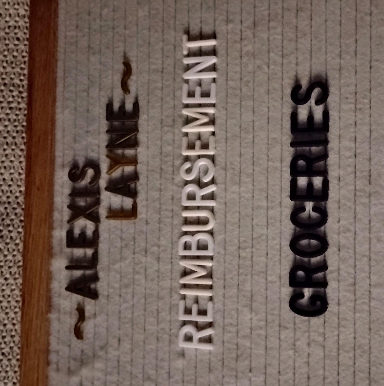 Reimbursement: Groceries