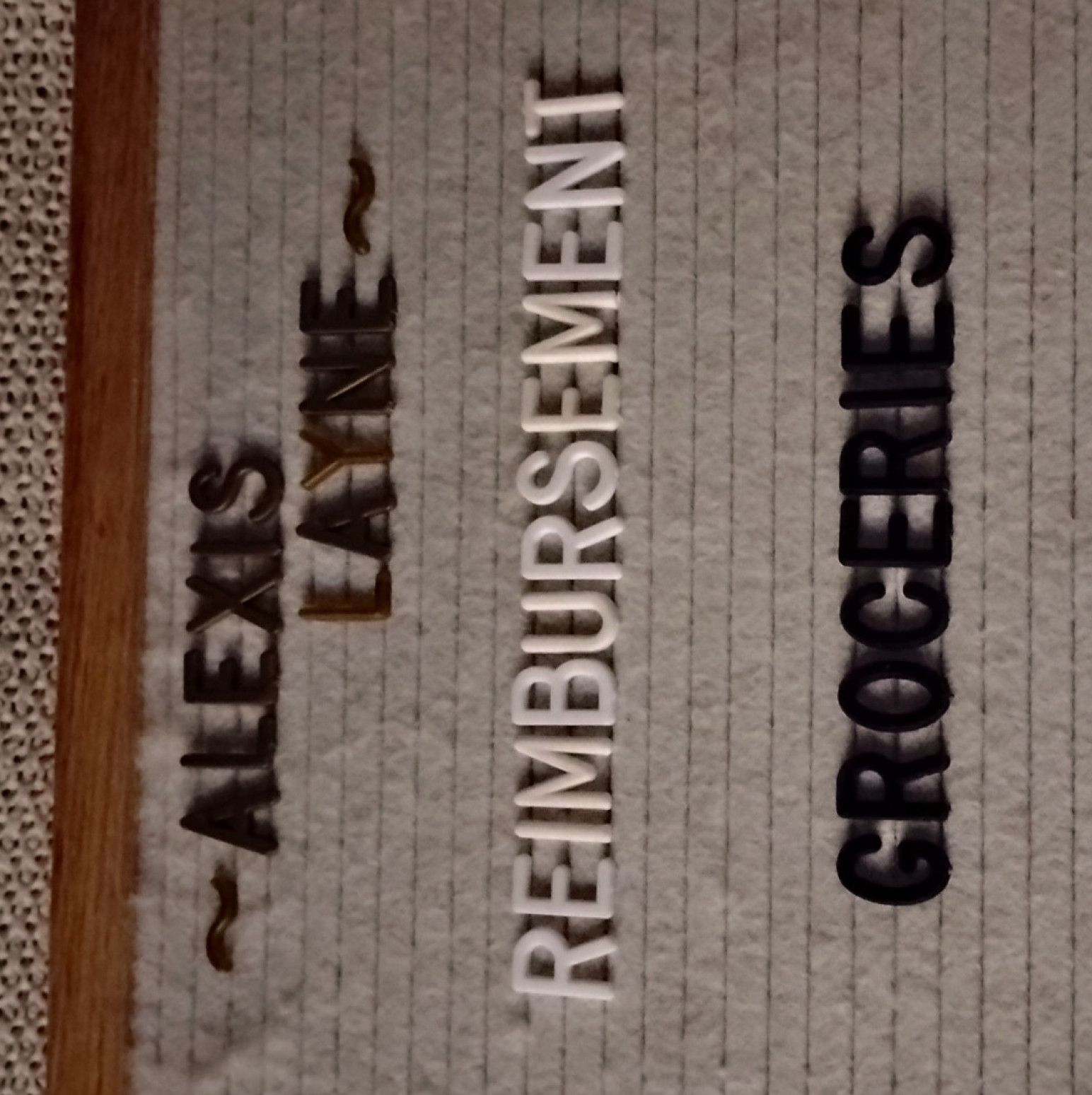 Reimbursement: Groceries