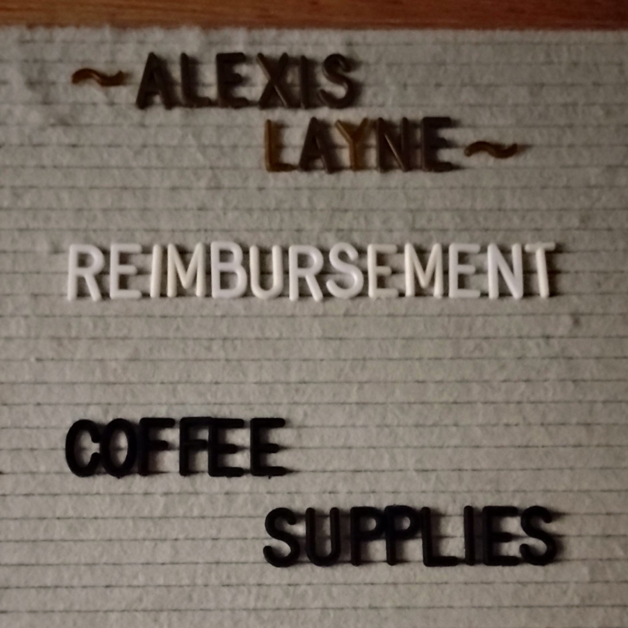 Reimbursement: Coffee Supplies