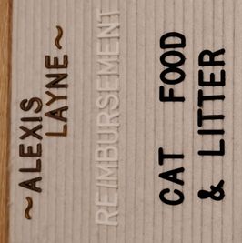 Reimbursement: Cat Food and Litter