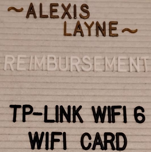 Reimbursement: TP Link Wifi 6 Wifi Card