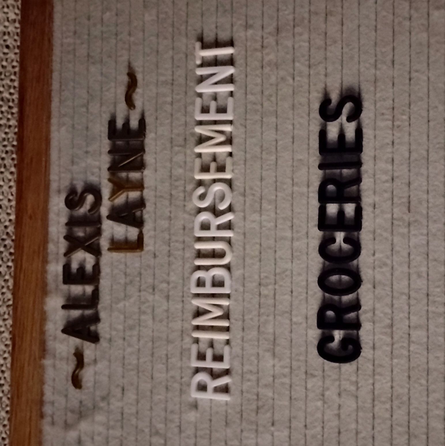 Reimbursement: Groceries