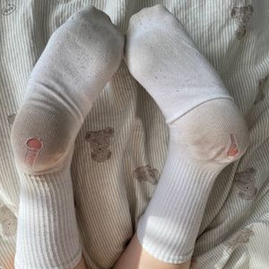Worn To Holes White High Socks