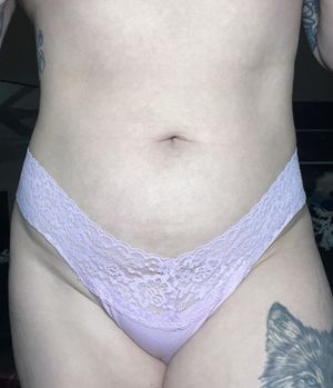 Purple lilac lace thong