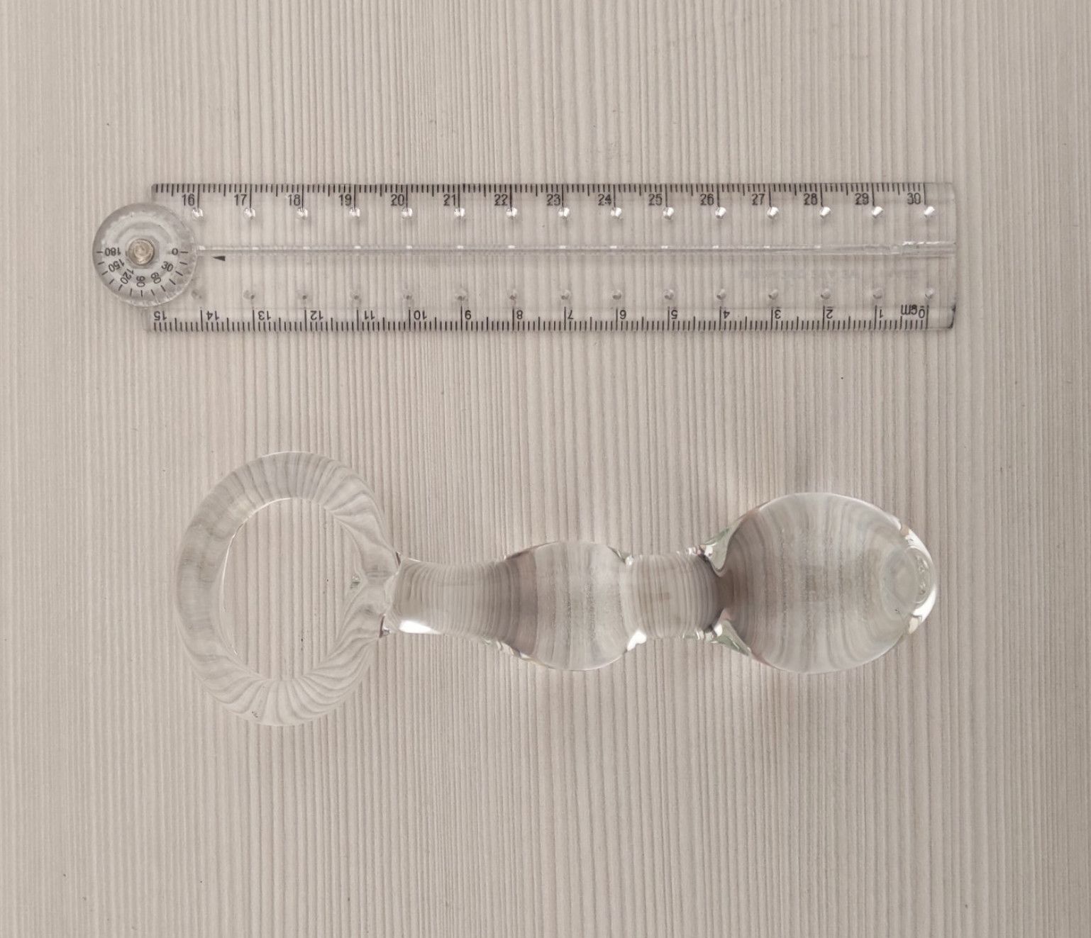 Large transparent Butt Plug with ring for fingers or ropes