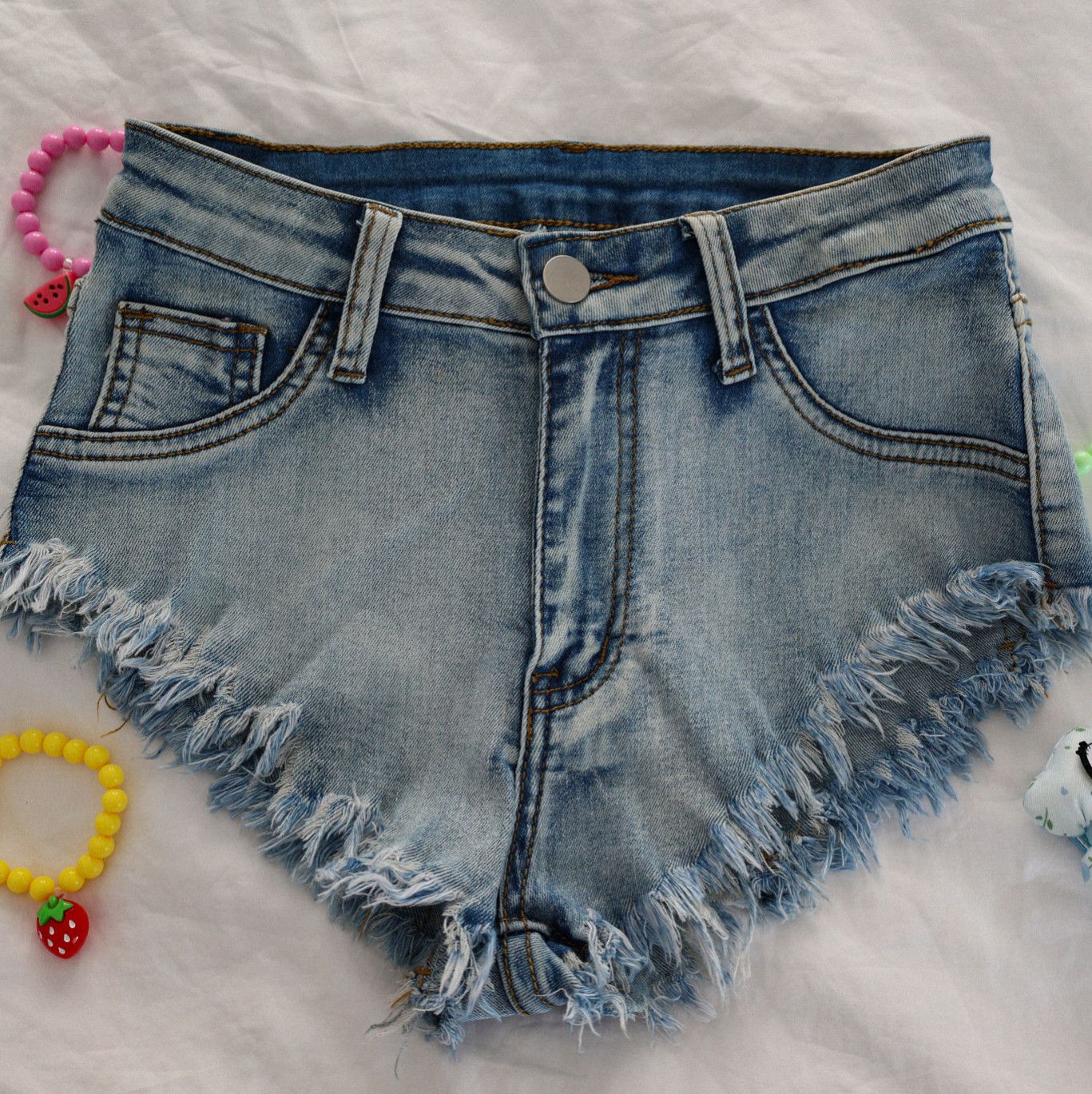Tiny Worn Denim Shorts