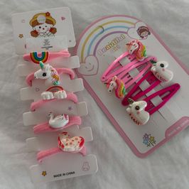 My Pink Unicorn Hair Accessories Clips Ties