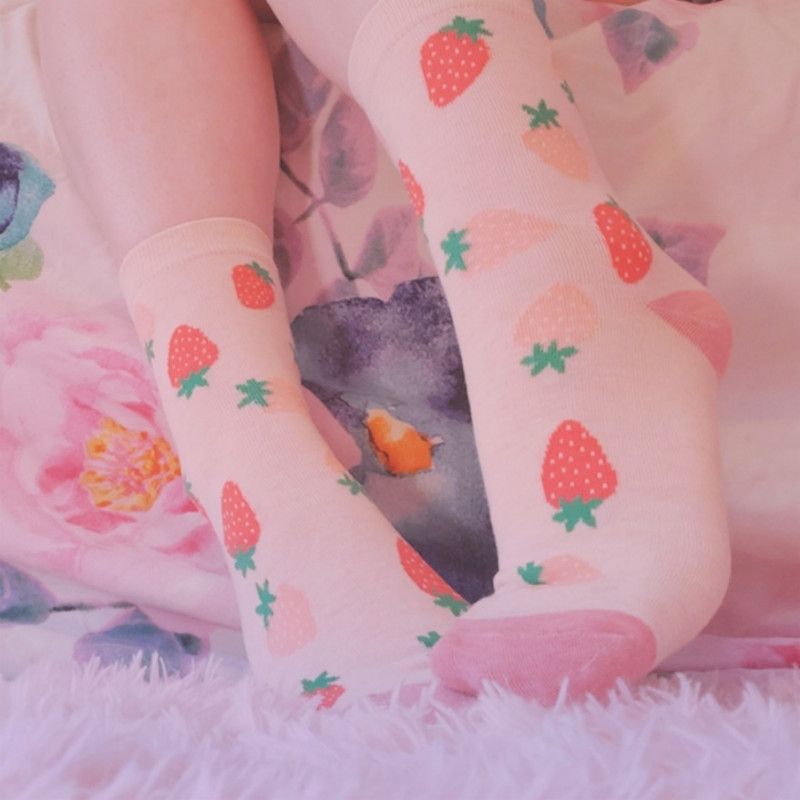 pink strawberry socks