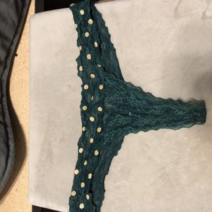 sexy green polka dotted lace thong