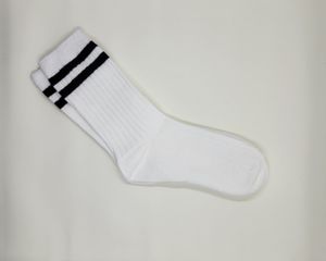Sporty White Socks with Black Stripes