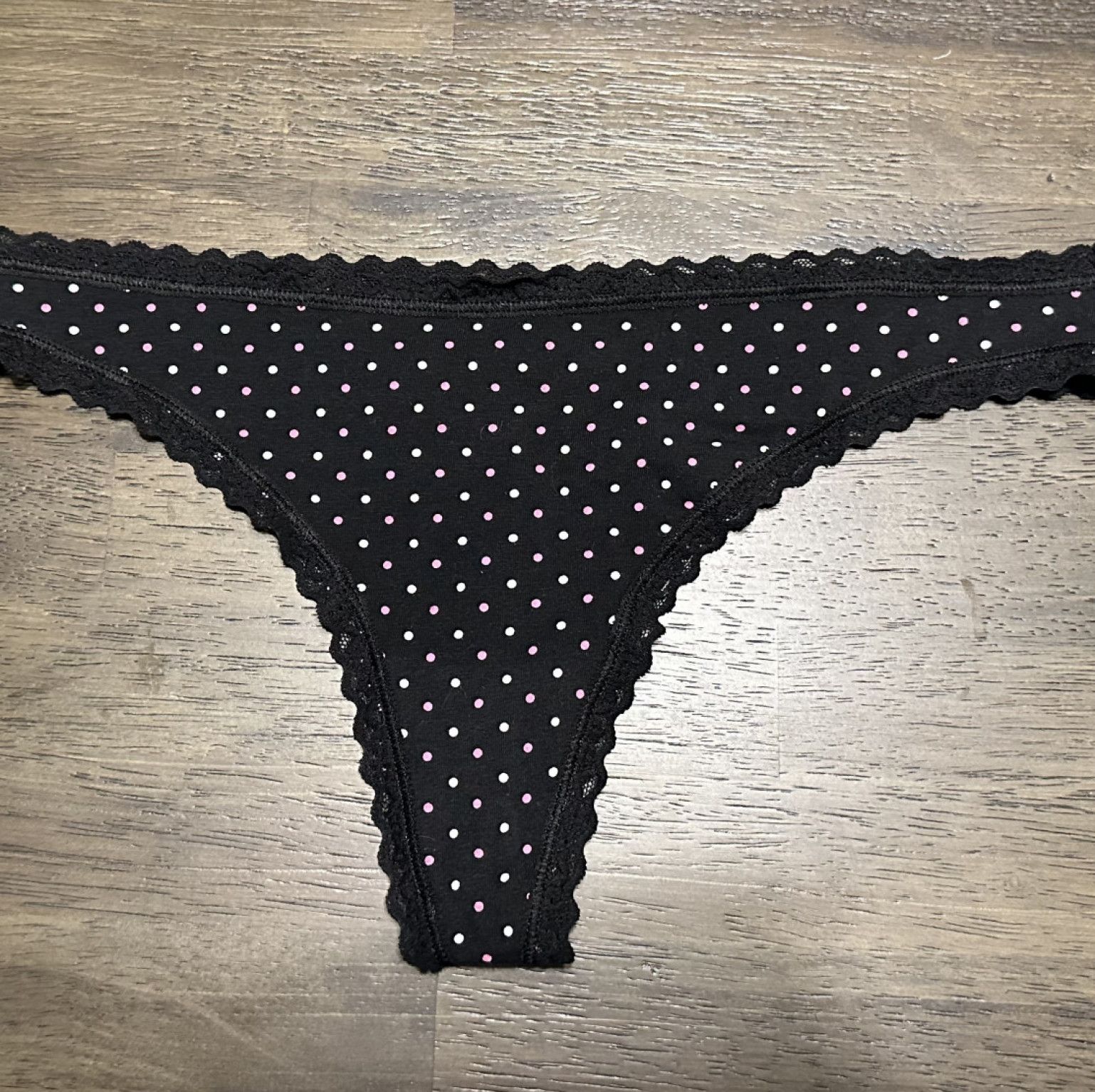 Black Polk A Dot Thong