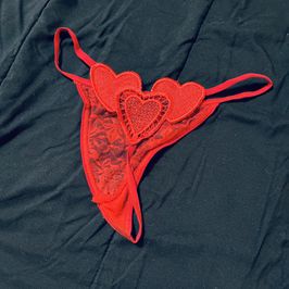 Red heart thong panty