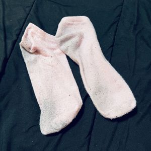 Pink ankle socks well worn