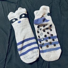 Raccoon grippy socks