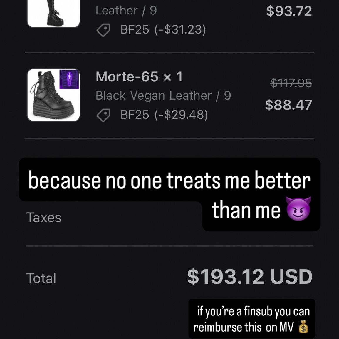 Demonia Finsub Reimbursement