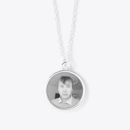 BW Face Circle Pendant Necklace