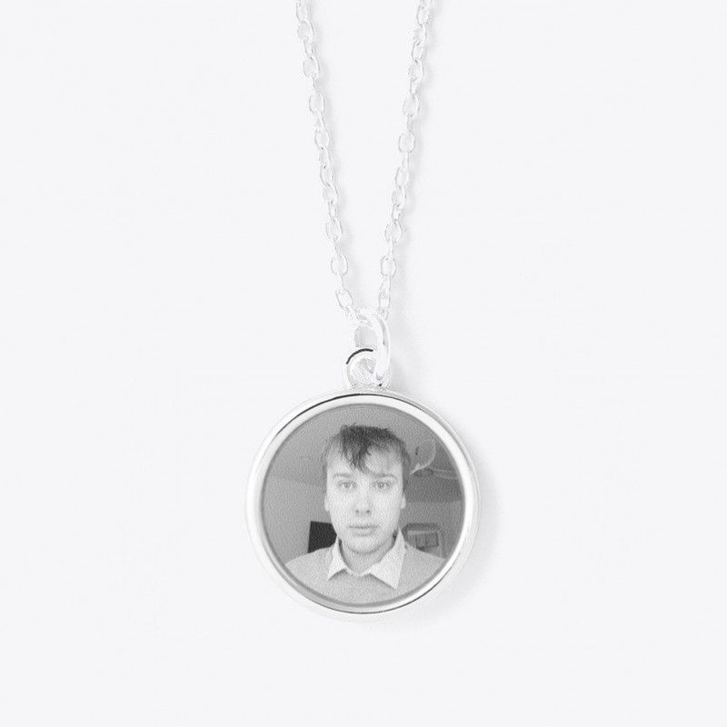 BW Face Circle Pendant Necklace