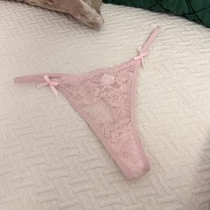 Lace thong pink