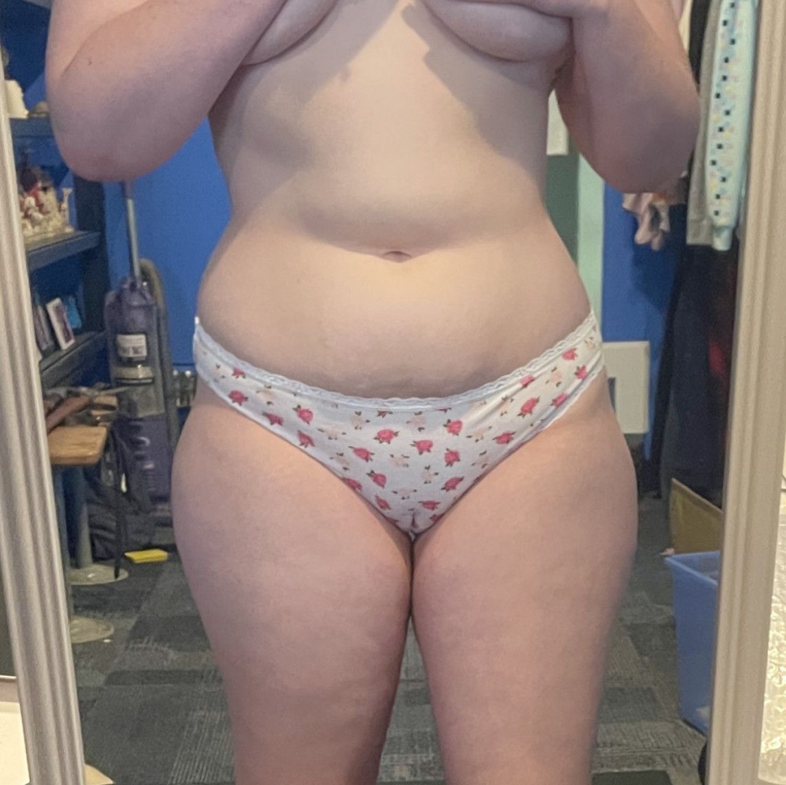Used White and Pink Floral Panty