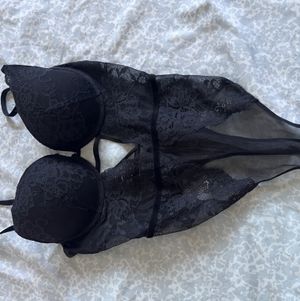 Used black lace and mesh outfit