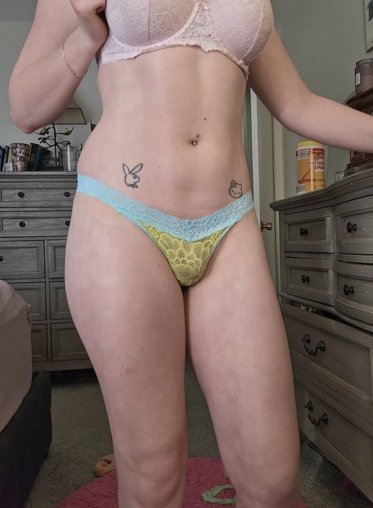 Slutty blue thong