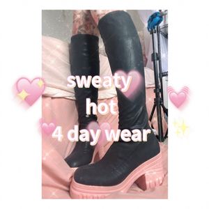 edgy Knee High Leather pastel goth Platforms