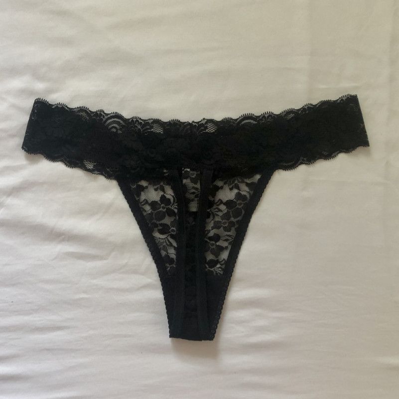 Black lace thong