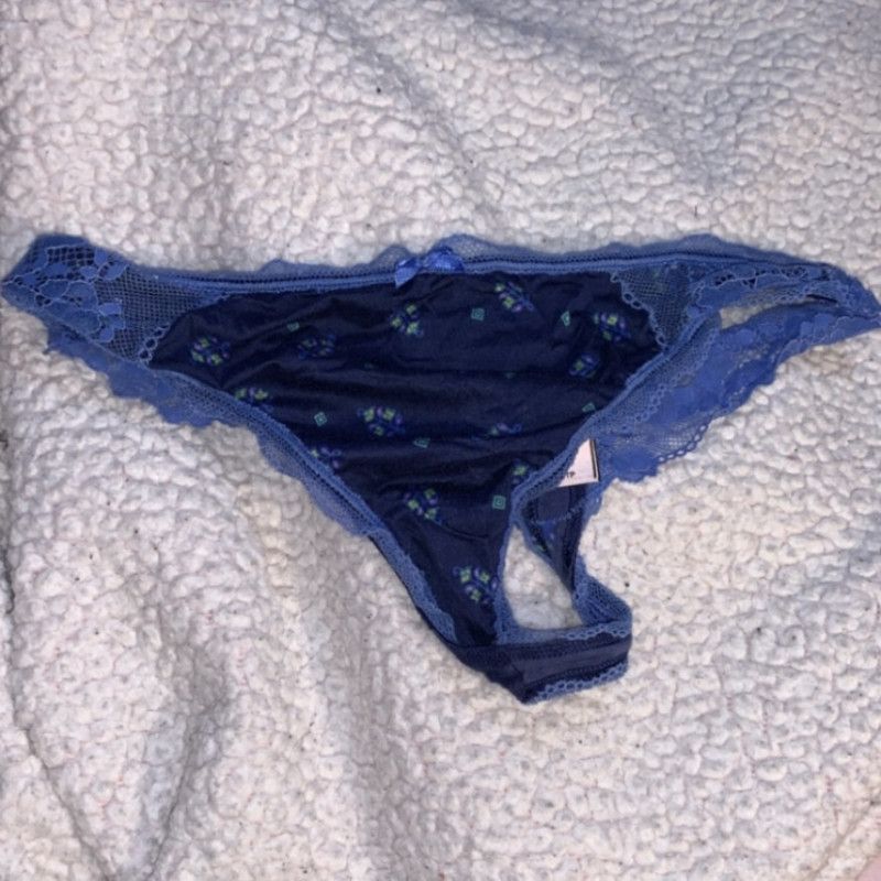 Blue Lacy Thong