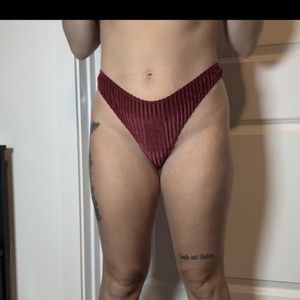 VS Maroon Velvet Thong