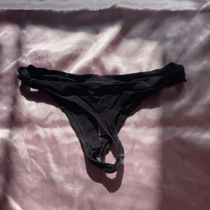 COTTON BLACK THONG