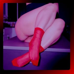 Red Sheer Socks and G String Panty