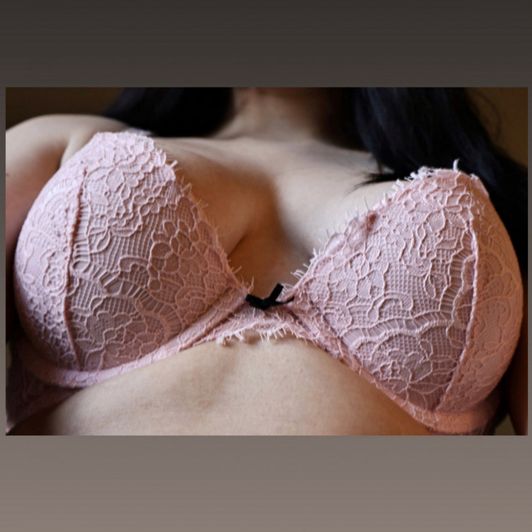 Pink lace bra