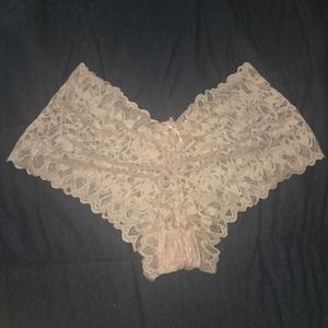 Worn Pink Lace Panties