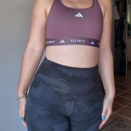 Sports bra and camo leggings