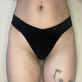 Worn black thong