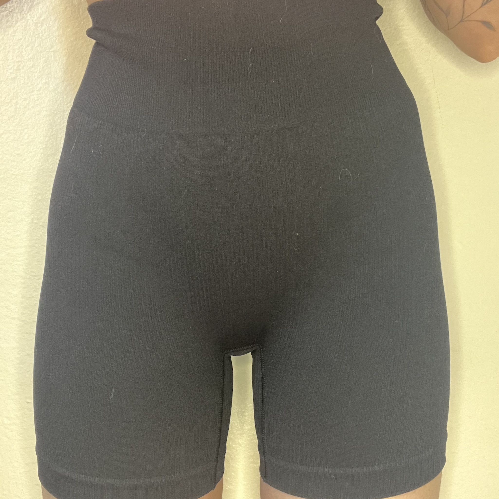 Worn black biker shorts