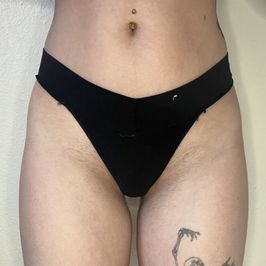 Worn black thong