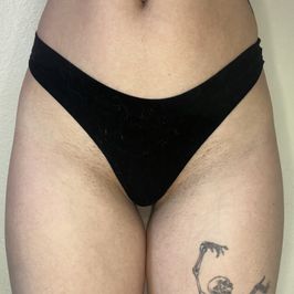 Worn black thong