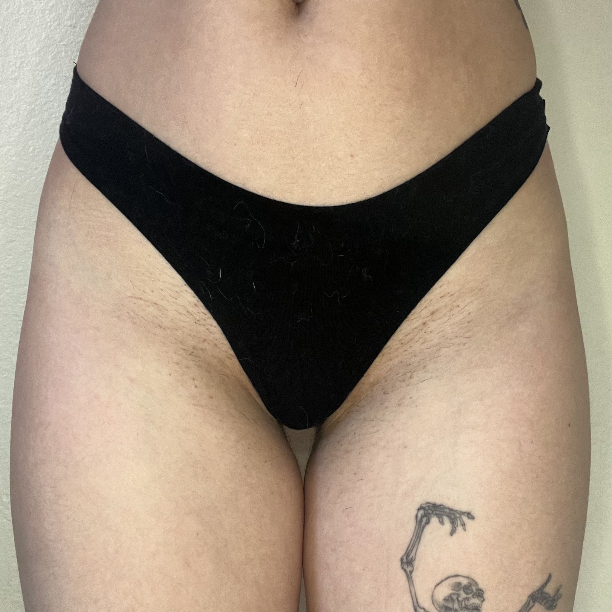 Worn black thong