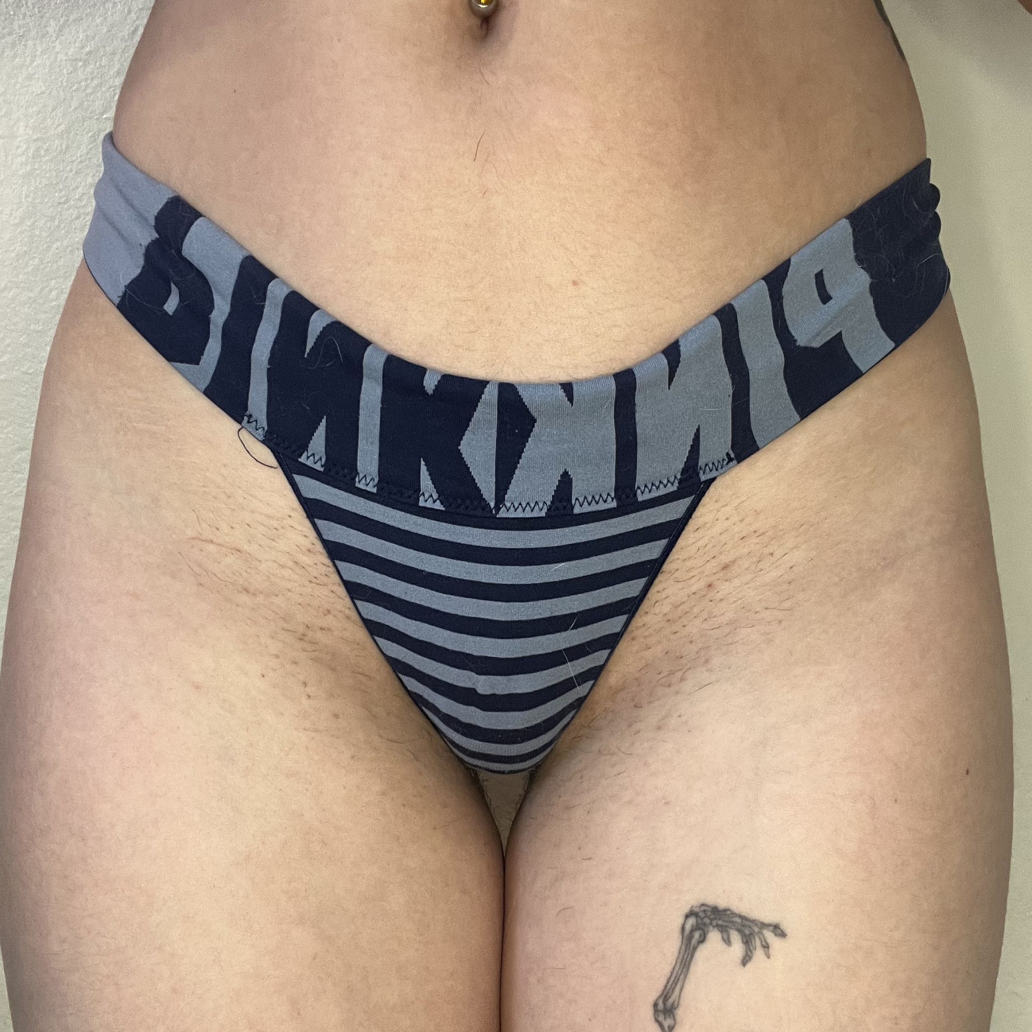 Worn blue thong