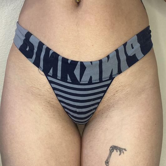 Worn blue thong