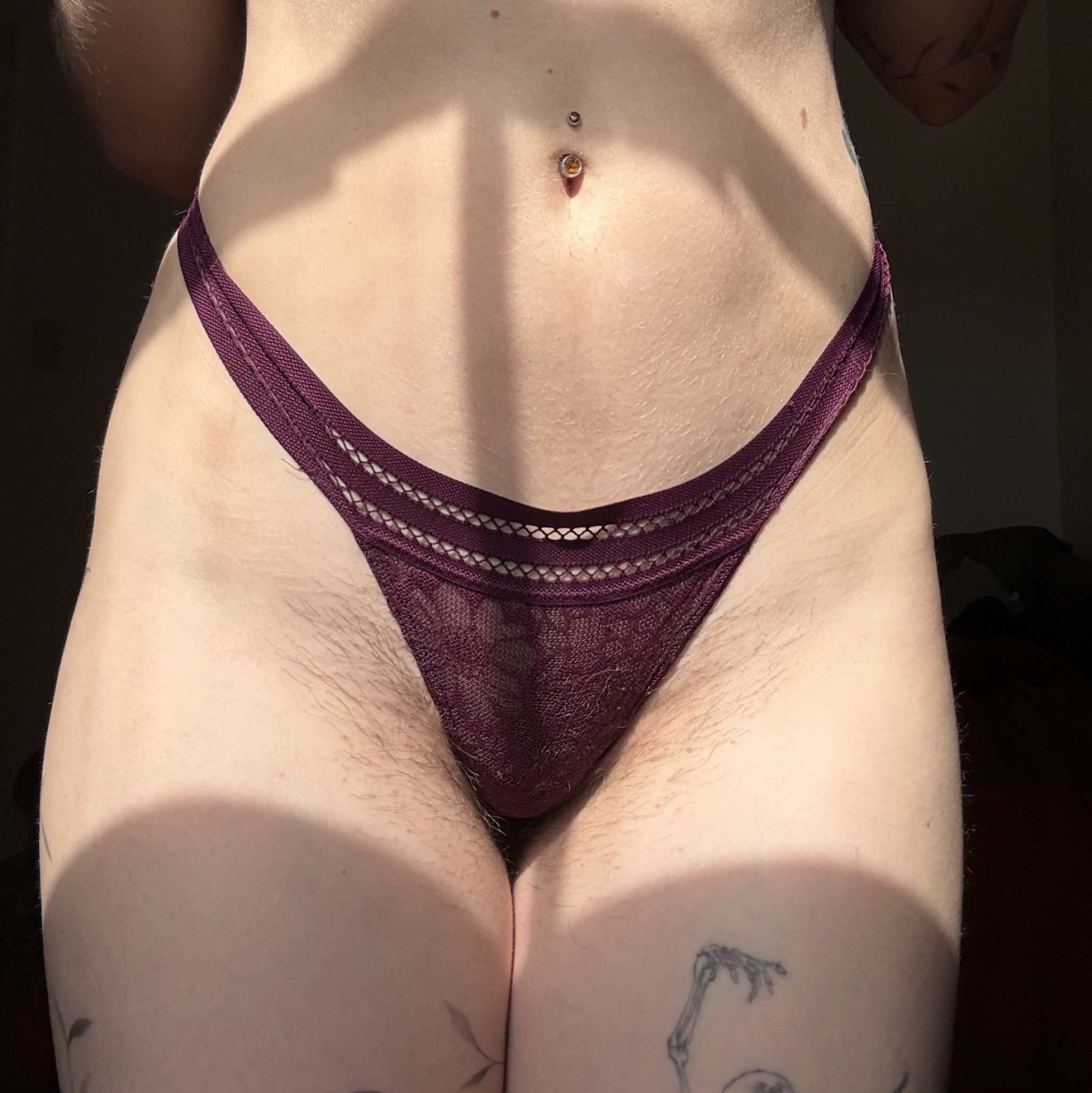 worn maroon lace panties