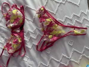 Worn Pink Floral Lingerie Set