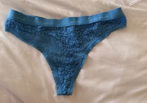 Worn Blue Cheetah Print Thong