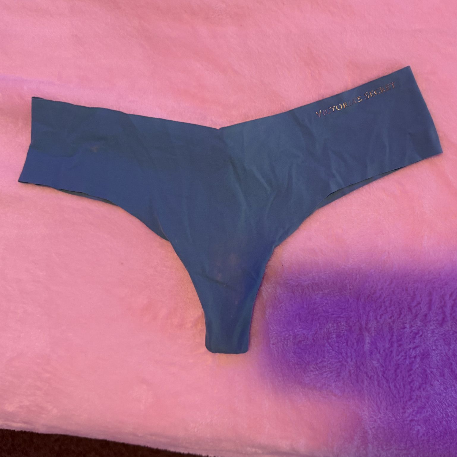 Worn Blue Silky Panties
