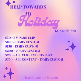 HELP TOWARDS MY HOLIDAY