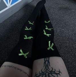 green bow knee high socks